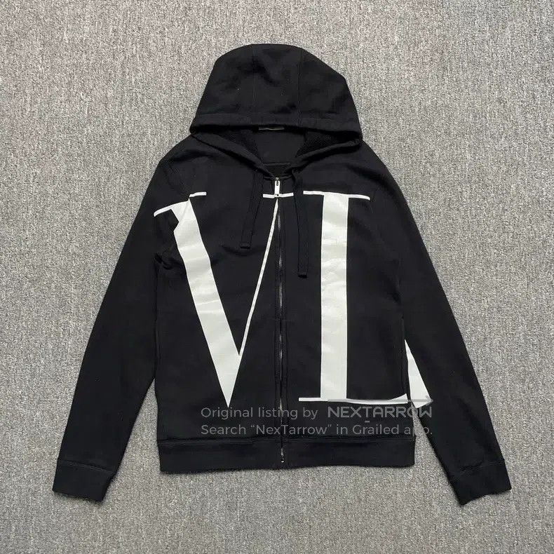 Valentino Black printed logo zip hoodie