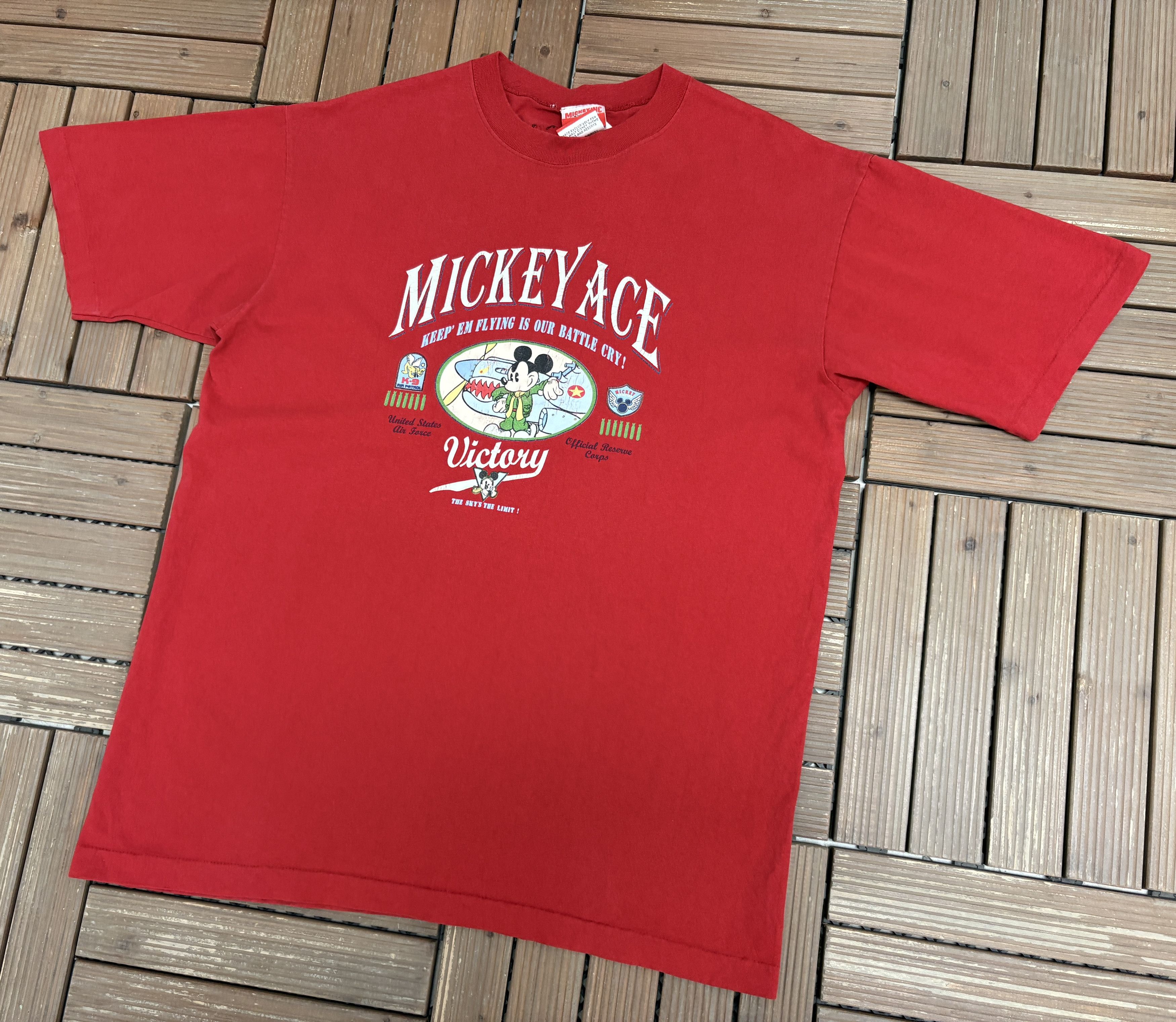 Disney Mickey Mouse Ace U.S. Air Force Vintage Red Tee Size US XL / EU 56 / 4 - 2 Thumbnail