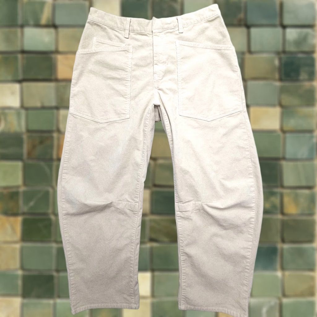 Nili Lotan Nili Lotan Shon Pants Womens 8 Corduroy Bone High Rise Baggy Wide Leg USA Size 30" / US 8 / IT 44 - 1 Thumbnail