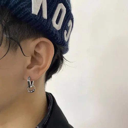 Jewelry x Vintage Retro Punk Earrings in Silver, Men's