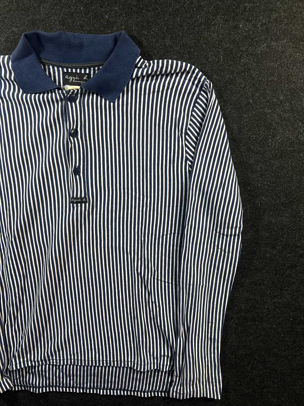Vintage RARE 90‘s AgnesB Made In France Long Sleeve Pinstripe Collar Size US M / EU 48-50 / 2 - 1 Thumbnail