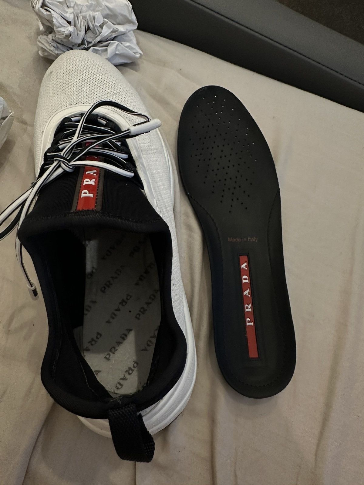 Prada Prada Neoprene Logo White Women's Size US 5 / IT 35 - 13 Thumbnail