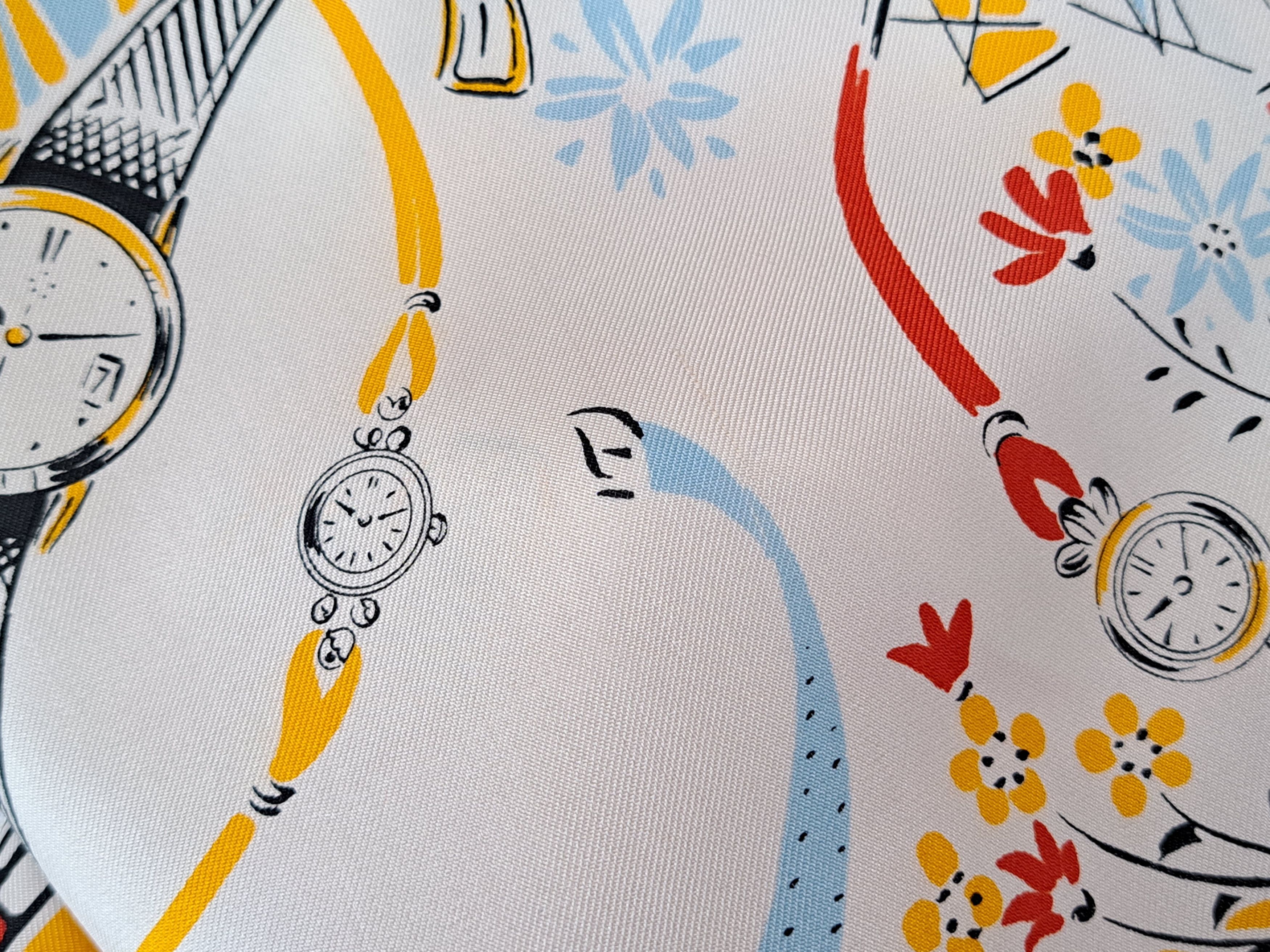 Designer × Vintage ETERNA MATIC vintage clock pattern silk scarf. Size ONE SIZE - 13 Thumbnail