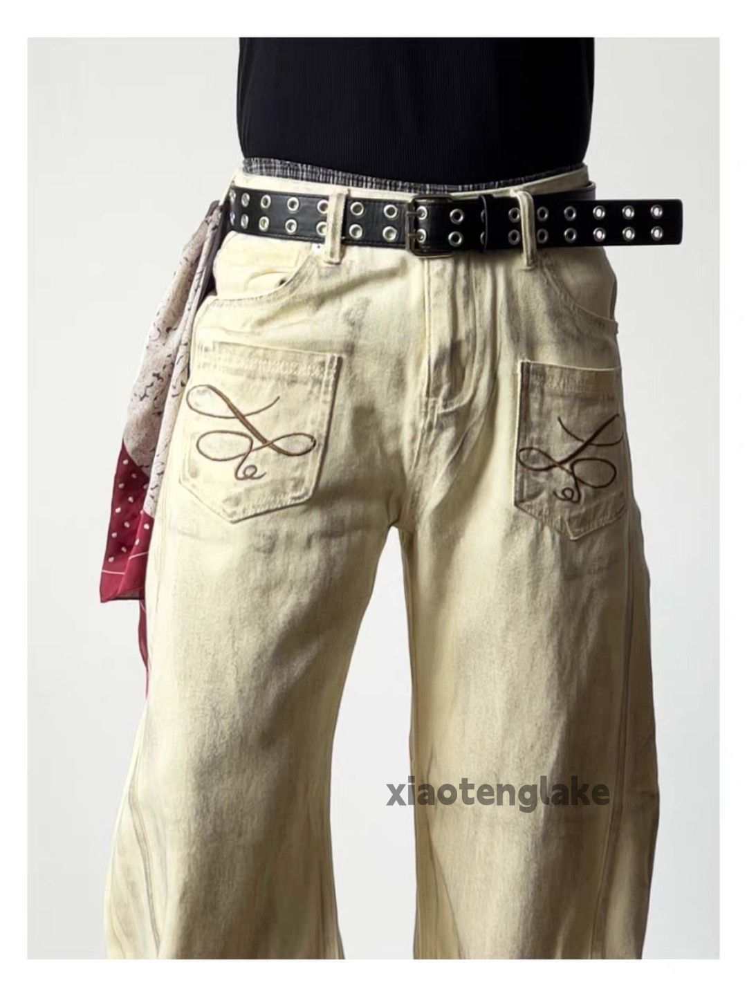 Jean xz utility washed faded loose baggy stain carpenter jeans Size US 33 - 3 Thumbnail