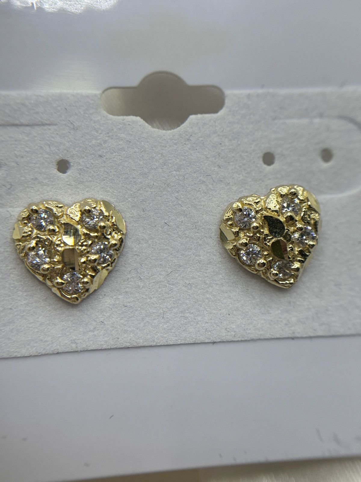 Other 10K Cz Heart Nugget Earrings Size ONE SIZE - 1 Thumbnail