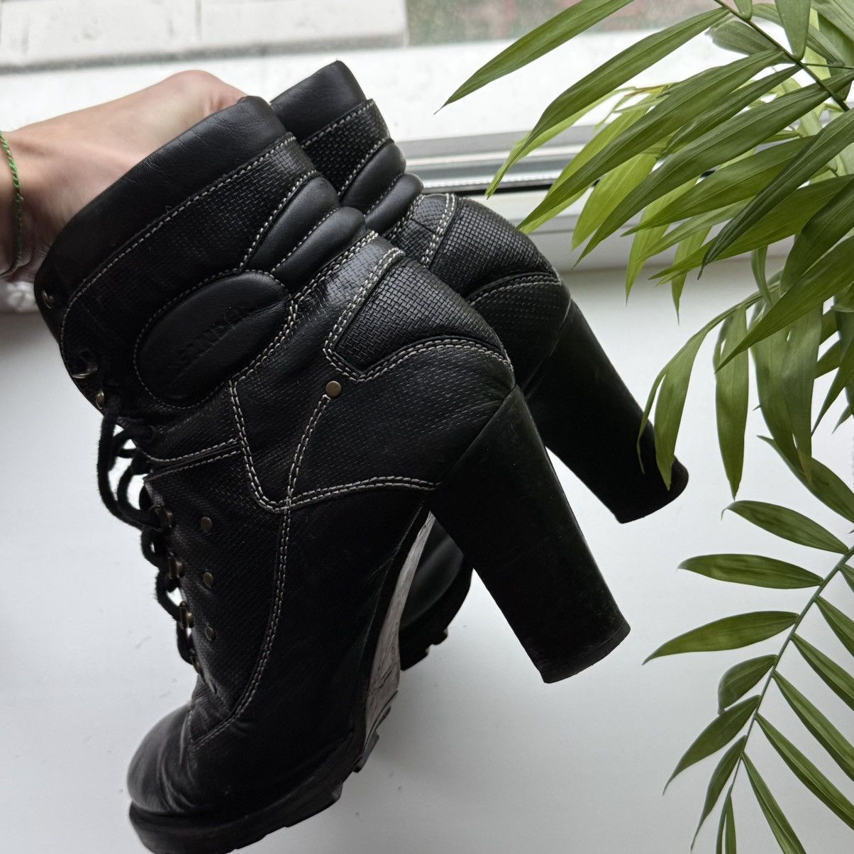 Jil Sander 📌Vintage Jil Sander Leather Avant-Garde Lace-up Heeled Boots Size US 11 / IT 41 - 17 Thumbnail
