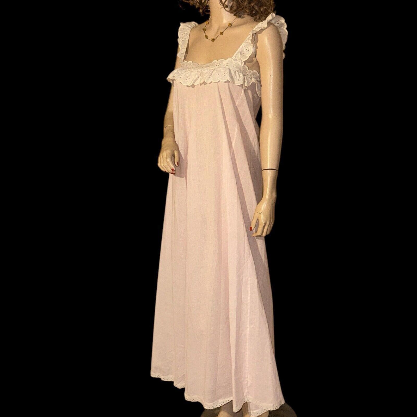 Designer Vtg Lucie Ann Claire Sandra Pink Eyelet Trim Nightgown S M P Size ONE SIZE - 4 Thumbnail
