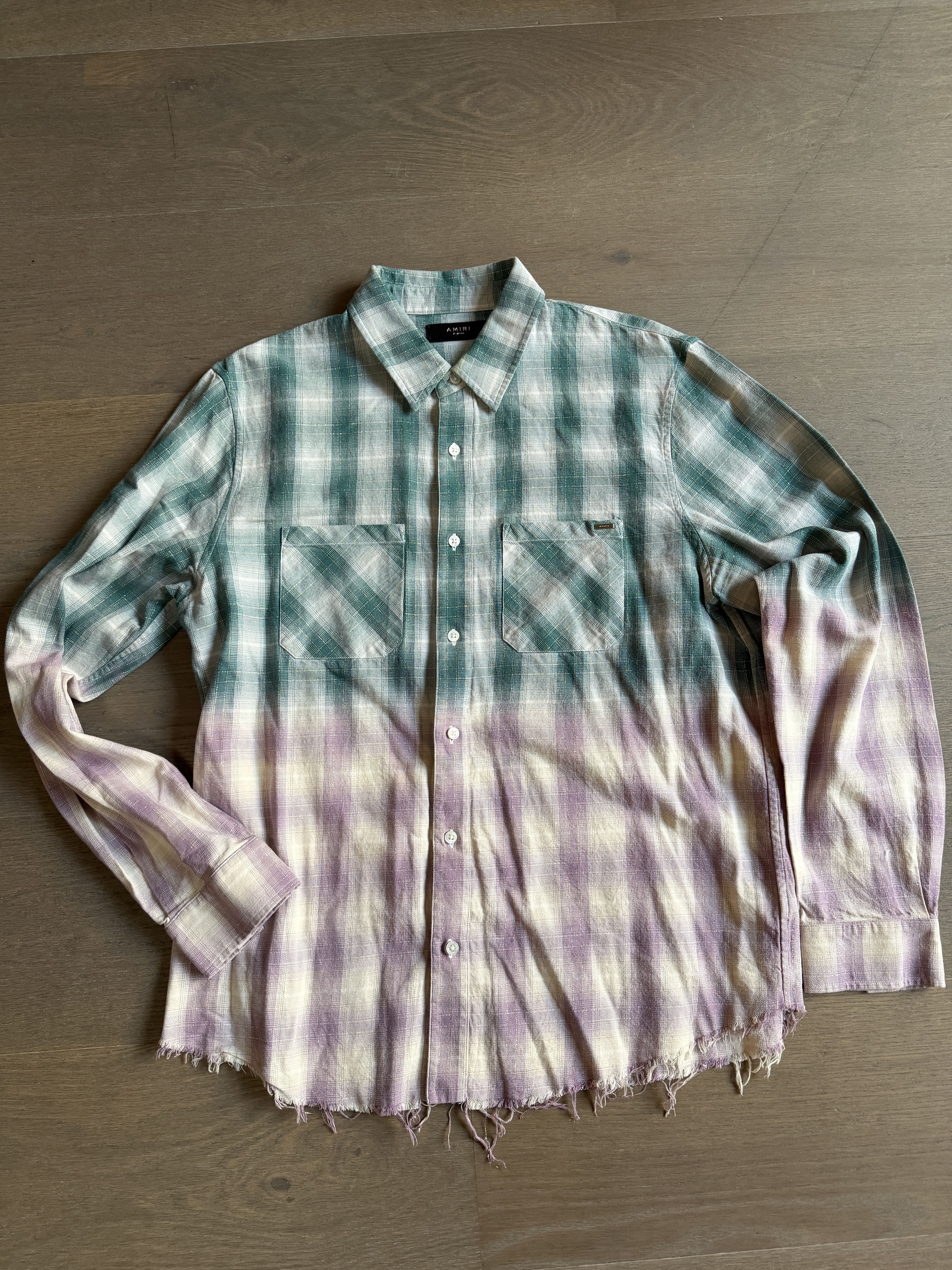 Amiri Plaid Print Long Sleeve Western Shirt XL