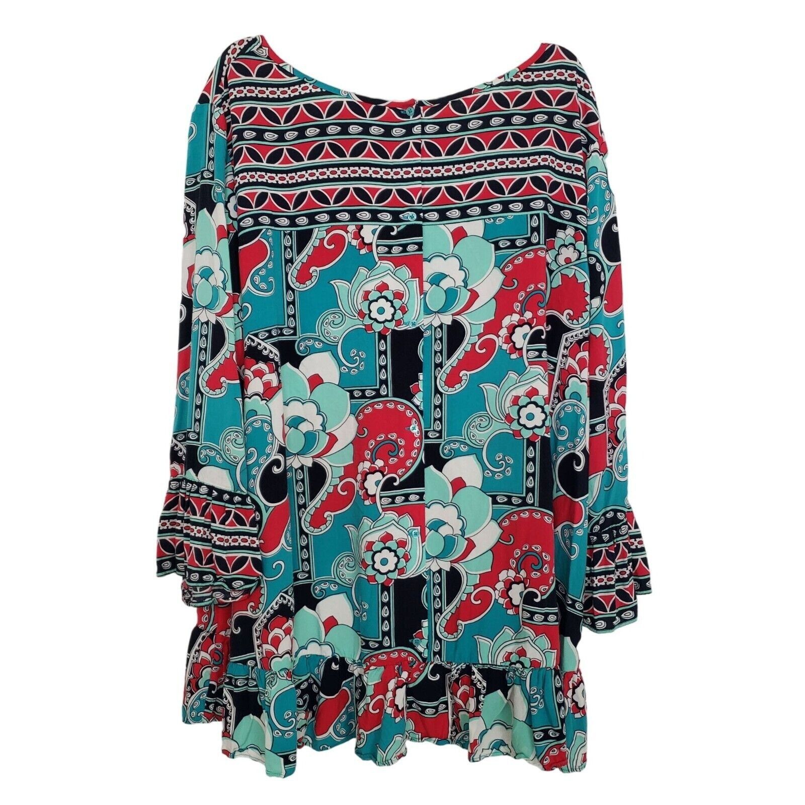 Designer Crown & Ivy Floral Peasant Blouse Womens Size 2X Colorful Size XXL / US 16-18 / IT 52-54 - 6 Thumbnail