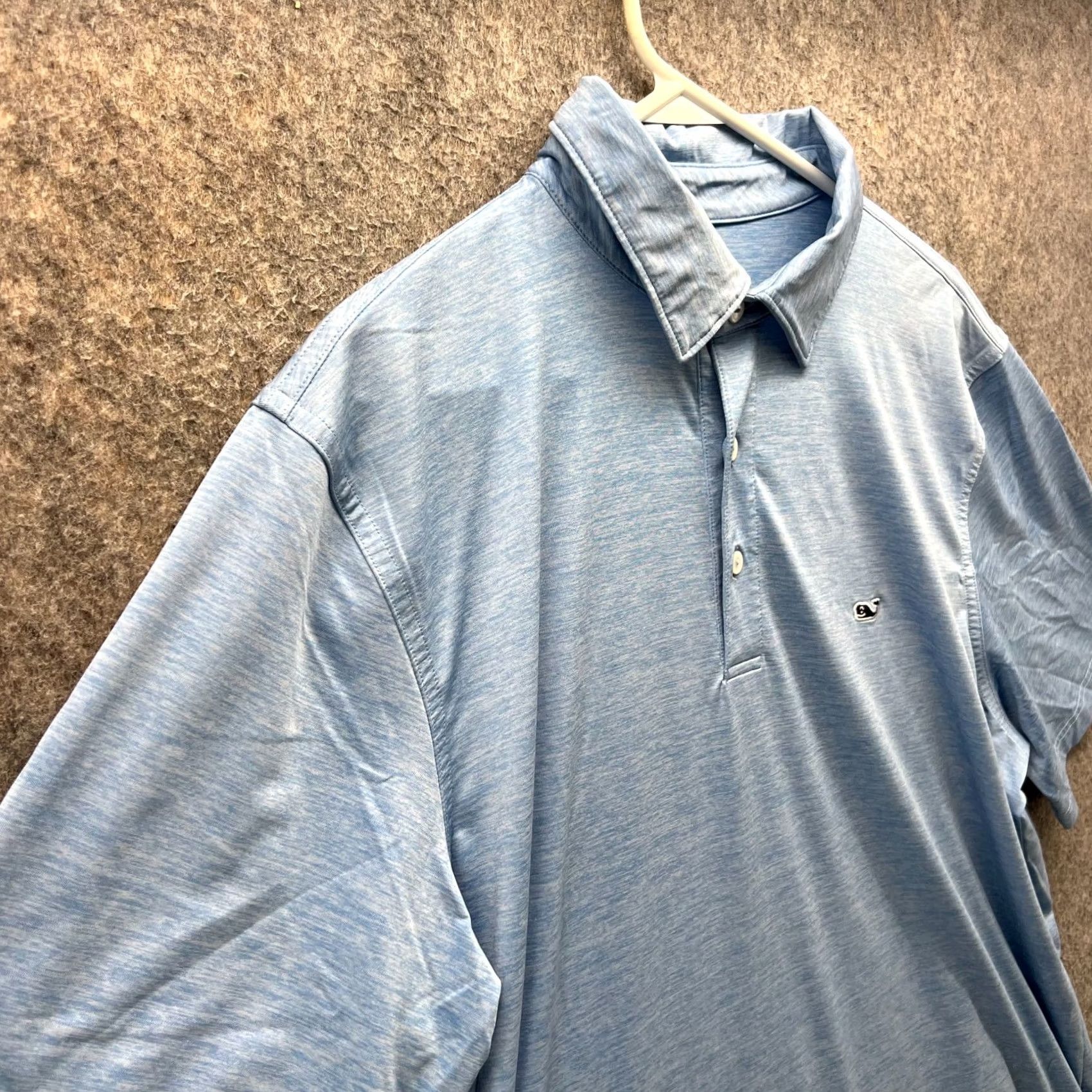 Vineyard Vines VINEYARD VINES Polo Shirt Men Large Blue Polyester Knit Polo Shirt Men Large Blue Cotton Polyester Preppy Logo Short Sleeve Size 42R - 3 Thumbnail