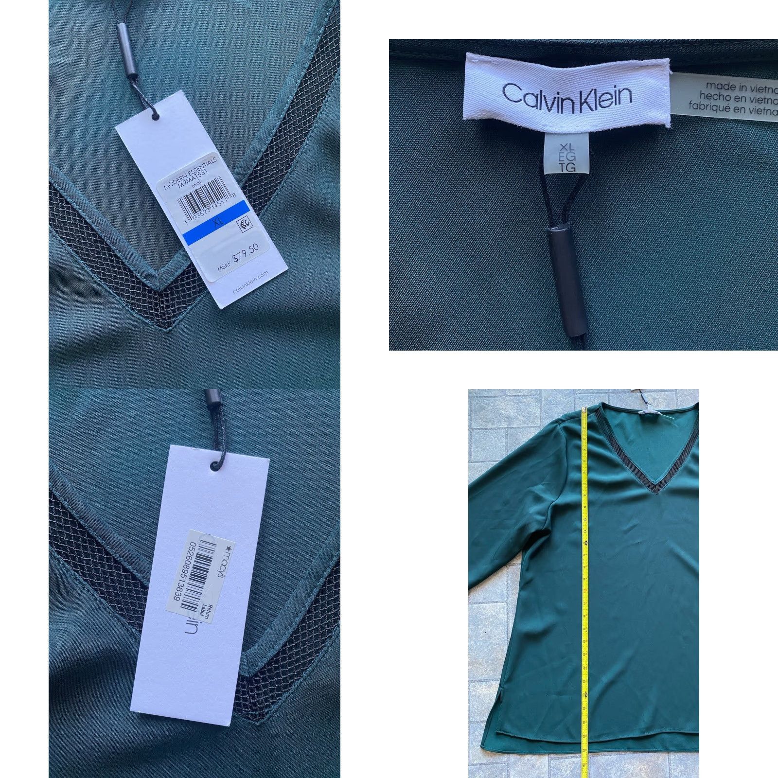 Calvin Klein Calvin Klein XL Woman Tunic Blouse Top Green Dark Green NEW WITH TAGS Women XL Blouse Tunic Pullover Size XL / US 12-14 / IT 48-50 - 8 Thumbnail