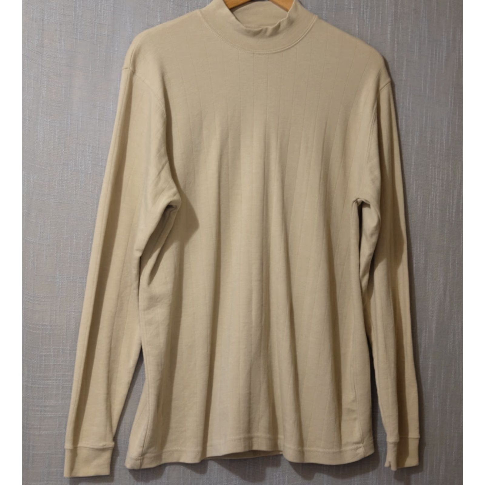Vintage Taylor & Henry Tan Longsleeve Mock Neck Tee Mens L Cotton/Poly Stretch Shirt Size US L / EU 52-54 / 3 - 2 Thumbnail
