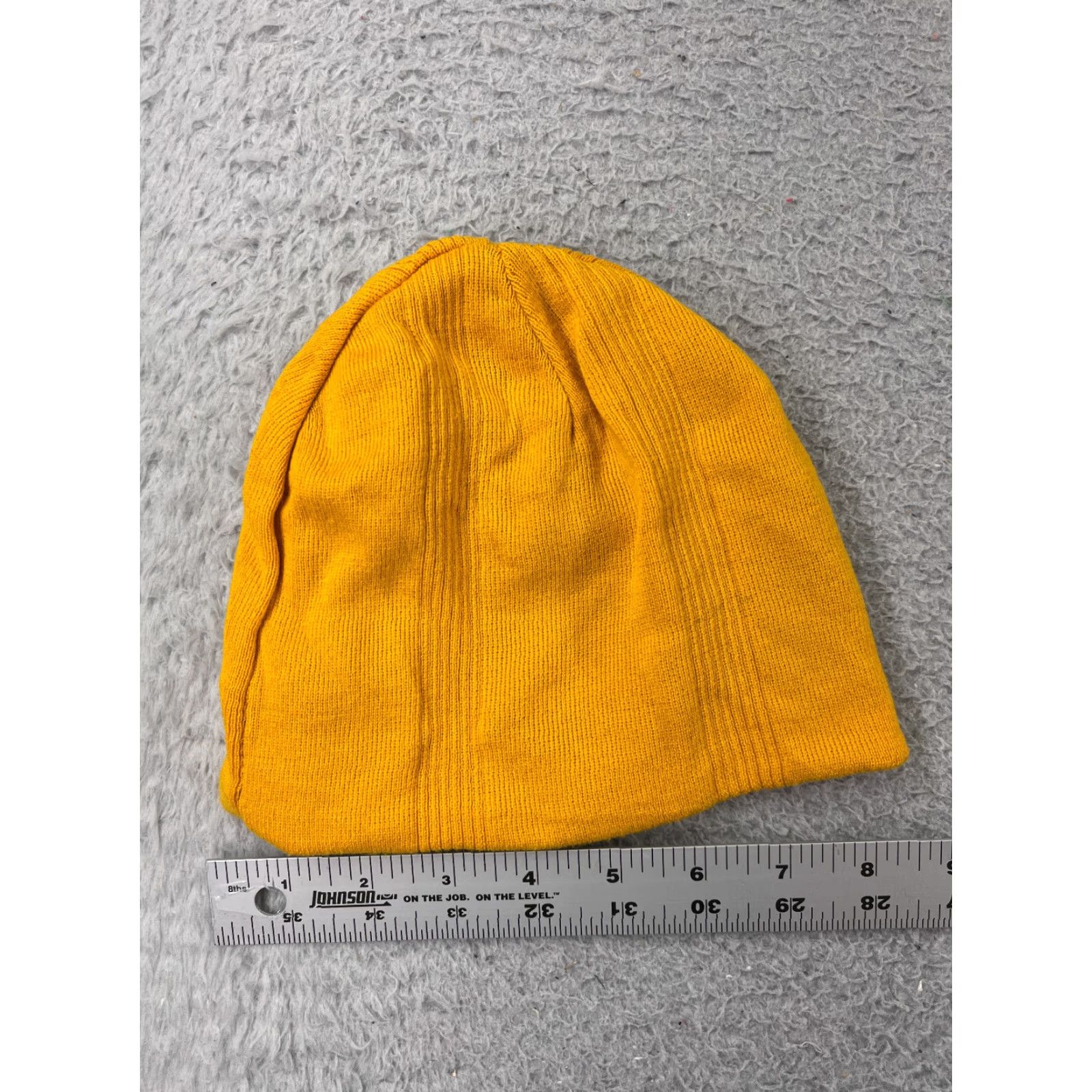 Vintage Hockey Beanie Adult One Size Yellow Embroidered Knit Acrylic Reversible Toque Size ONE SIZE - 6 Thumbnail