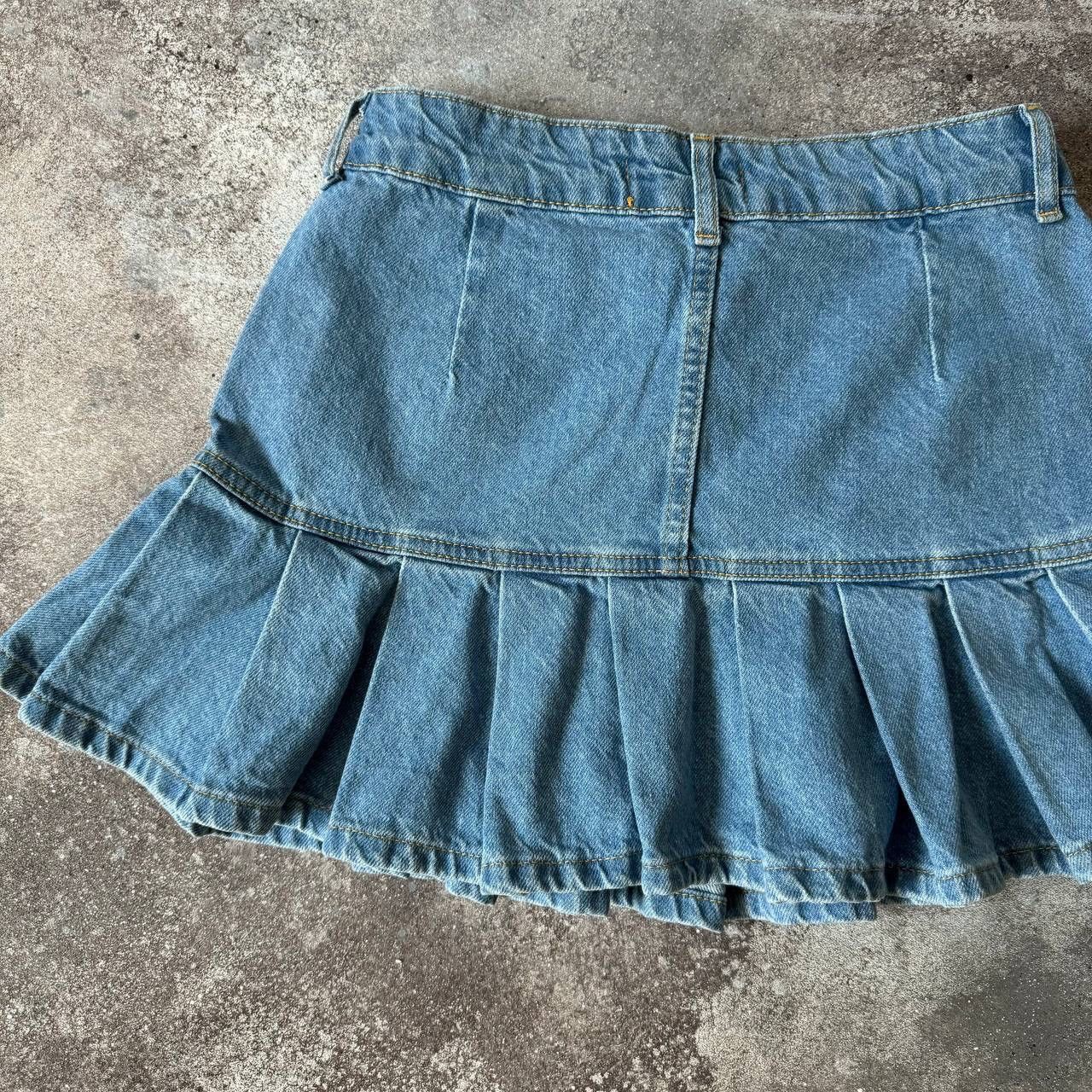 Hysteric Glamour × Vintage Amazing Pleated Blue Denim Mini Skirt (rick owens style) Size 26" / US 2 / IT 38 - 7 Thumbnail
