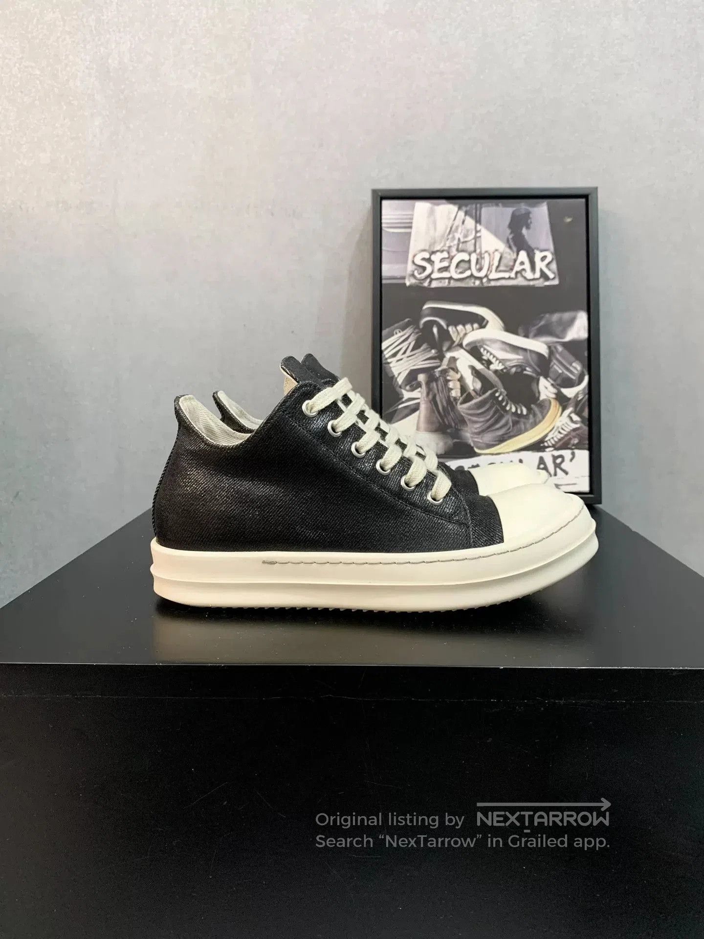 Rick Owens Rick Owens Low-Top Waxed Sneakers. Size US 5 / IT 35 - 2 Thumbnail