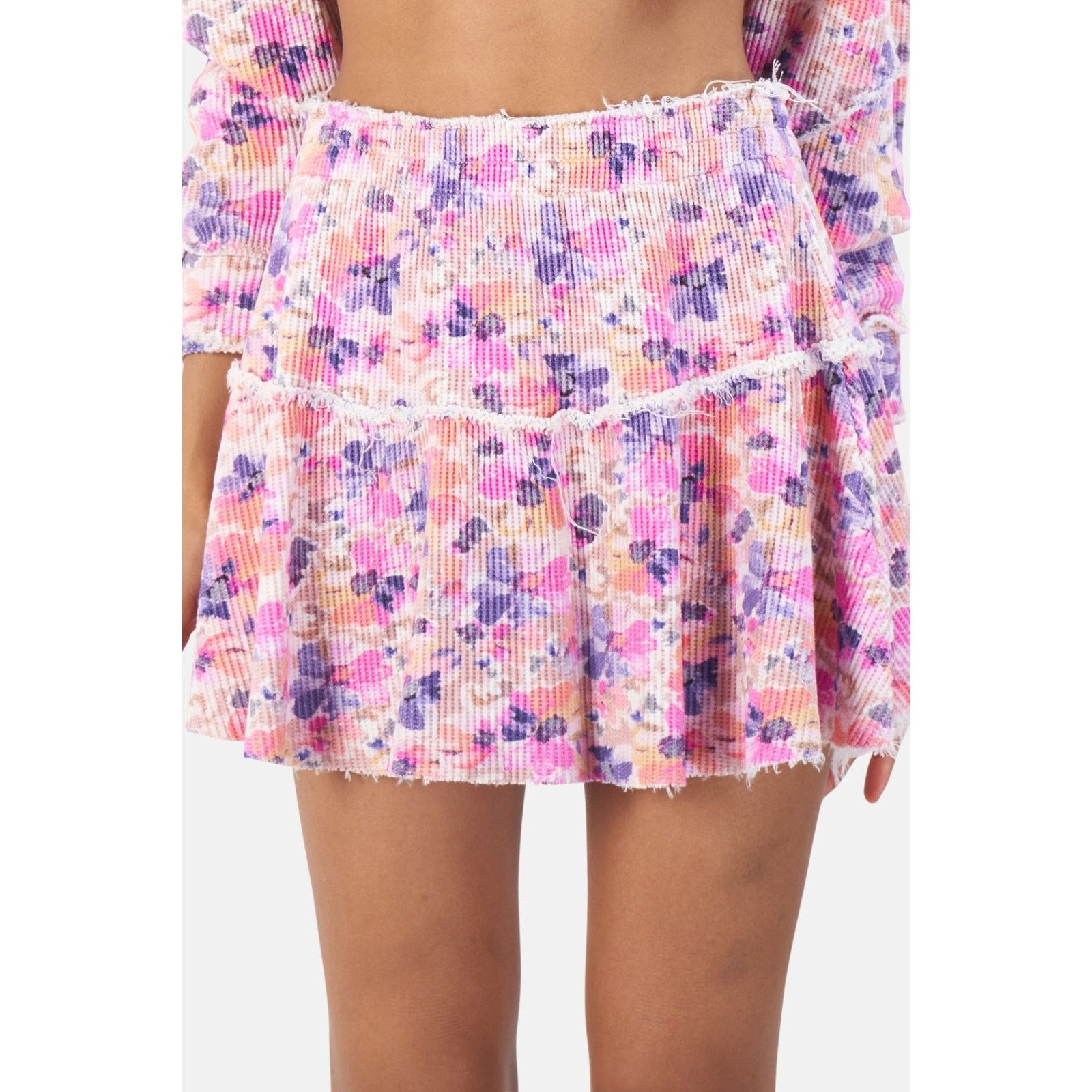 LoveShackFancy LoveShackFancy Floral Tiered Ruffle Mini Skirt P A001312 Size 22" - 1 Thumbnail