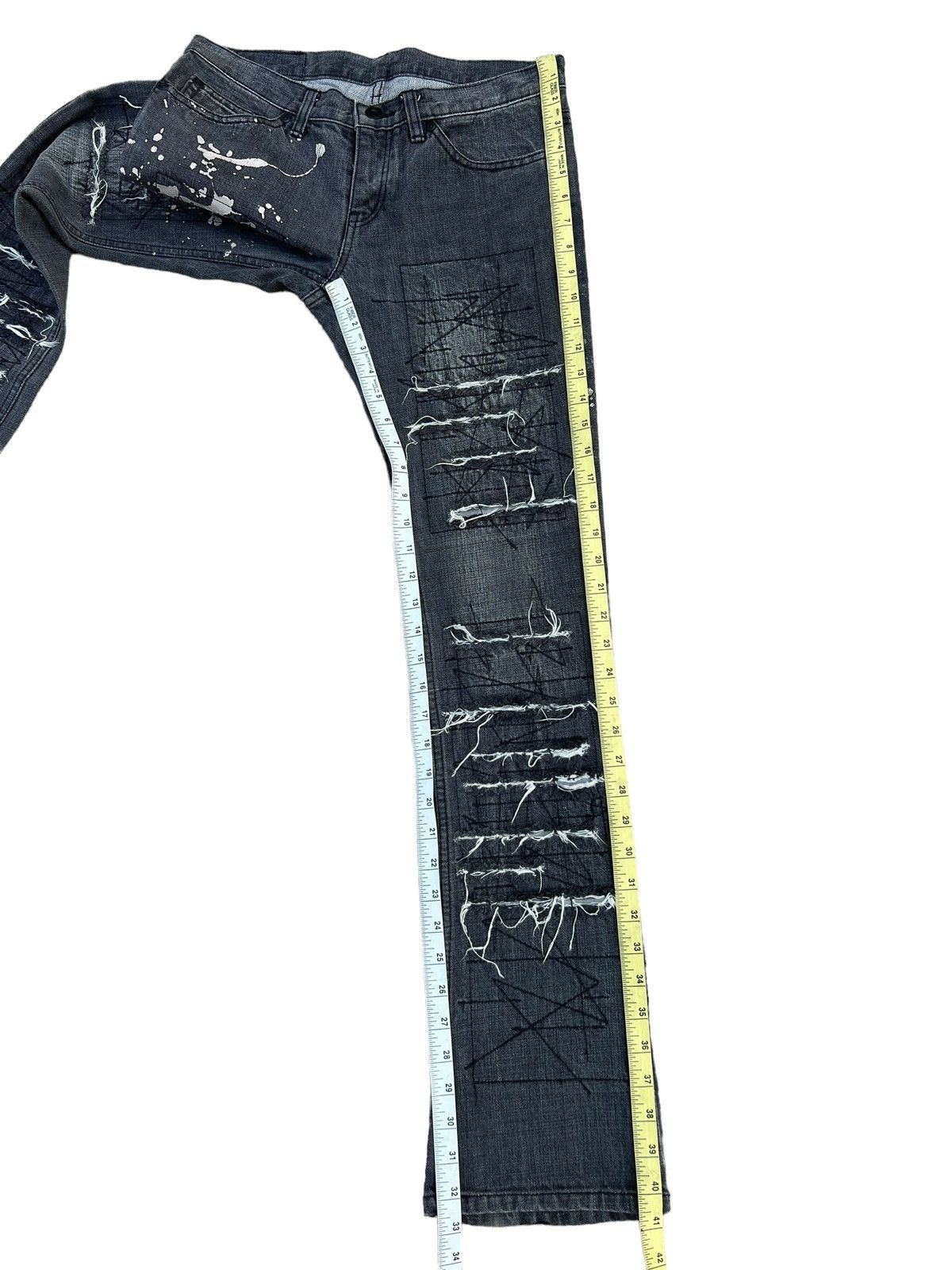 Hysteric Glamour × Vintage Vintage HG Japan Rips ZigZag Patchwork Denim Flare Jeans Size US 29 - 5 Thumbnail