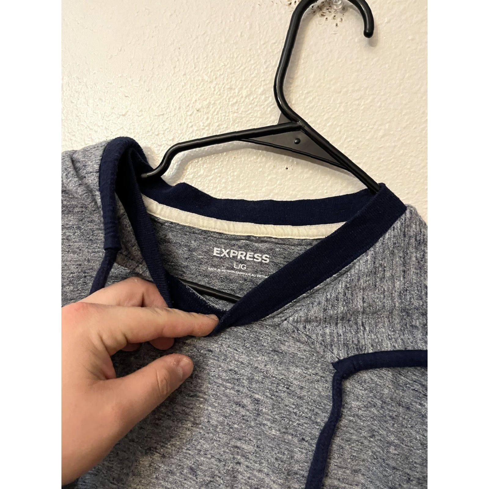 Express Express Pullover Hoodie Shirt Mens L Blue Logo Knit Hooded Casual Modern Preppy Size US L / EU 52-54 / 3 - 2 Thumbnail