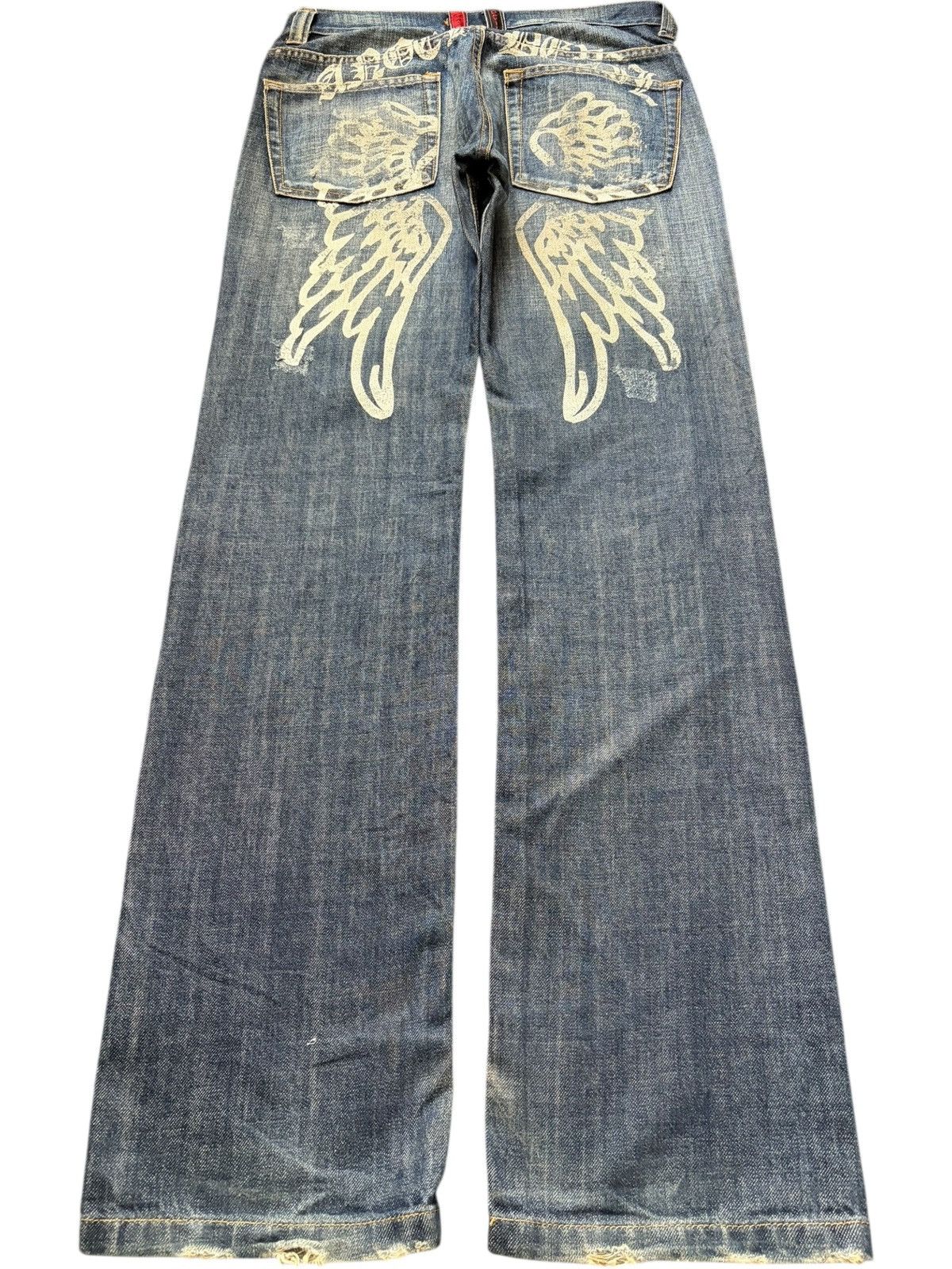 Visvim Vintage Angel Devil Double Wings Printed Distress Jeans Size 30" / US 8 / IT 44 - 1 Thumbnail