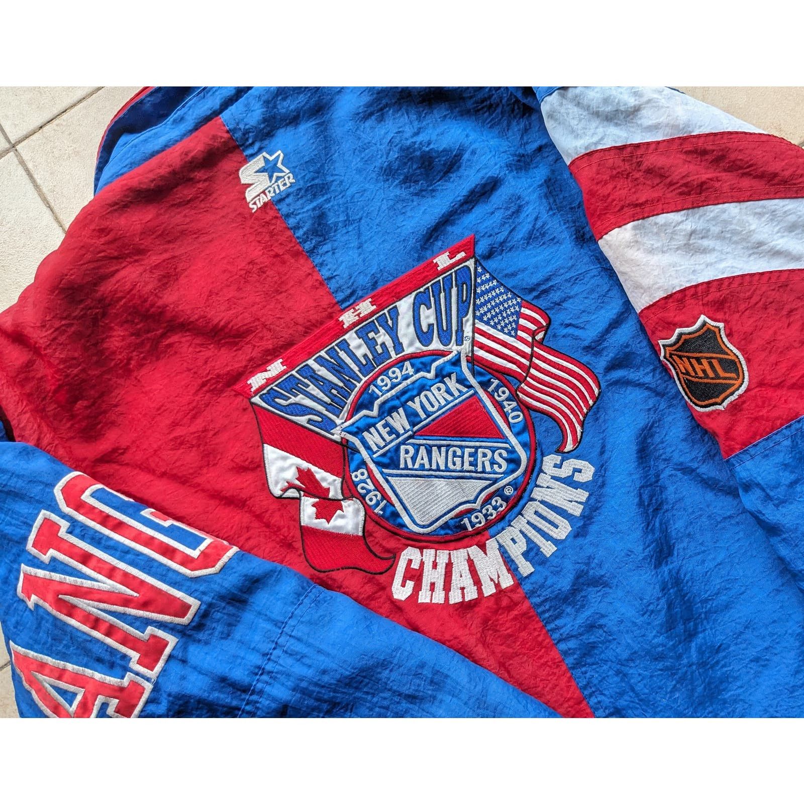 image of Ny Rangers 1994 Starter Stanley Cup Puffer XL Blue Nhl Vtg, Men's