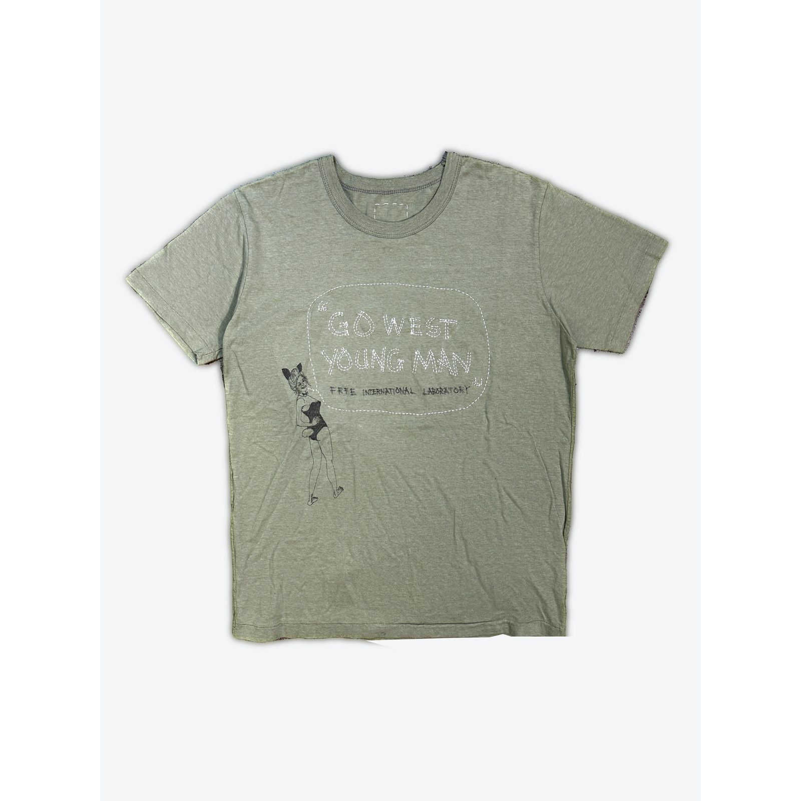 image of Visvim "go West Young Man" T-Shirt in Green, Men's (Size Small)