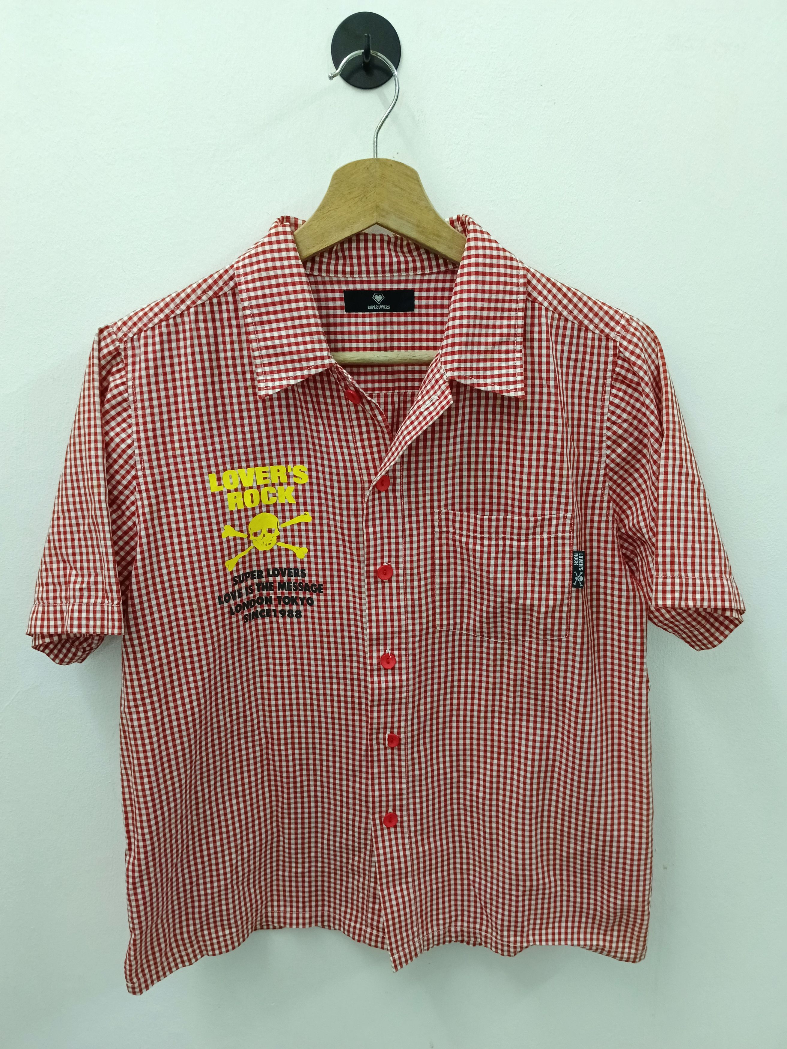Super Lovers Super Lovers Japan Harajuku Punk Skull Gingham Button Up Size US M / EU 48-50 / 2 - 2 Thumbnail