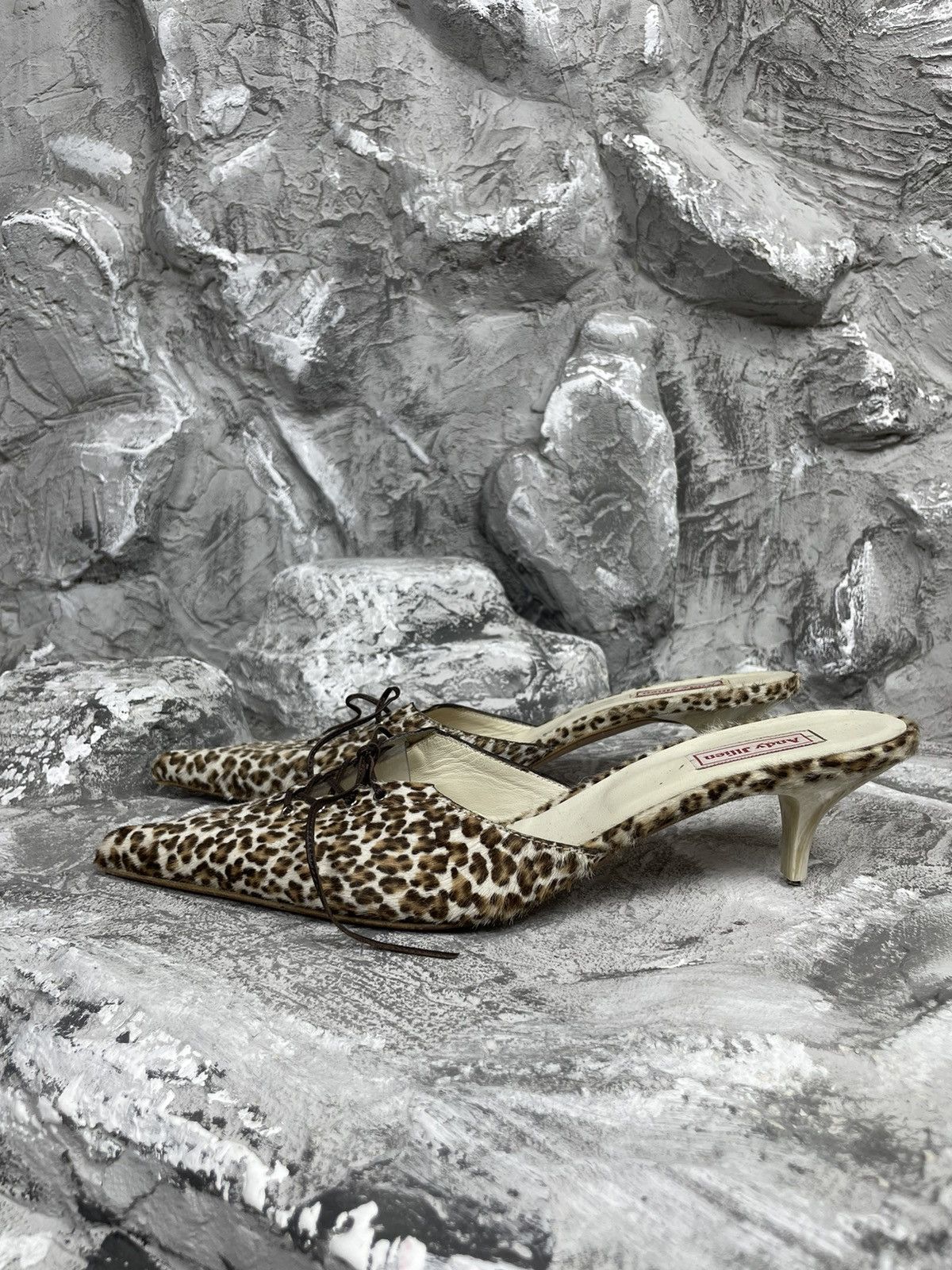 Designer Pile Leopard Winklepickers Mules Heels Prada Style Size US 9 / IT 39 - 7 Thumbnail