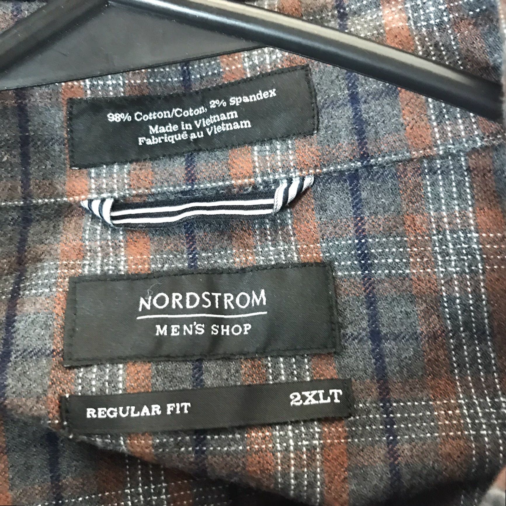 Nordstrom Nordstrom Mens Plaid Button-Up Dress Shirt 2XLT Gray Orange Blue White Casual Business Workwear Size 48R - 5 Thumbnail