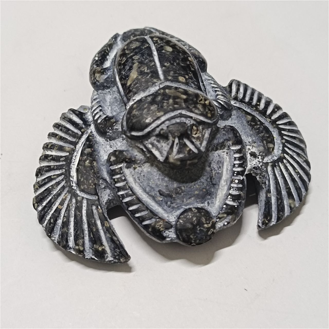Vintage Carved Egyptian scarab piece in ancient archaeological style Size ONE SIZE - 2 Thumbnail