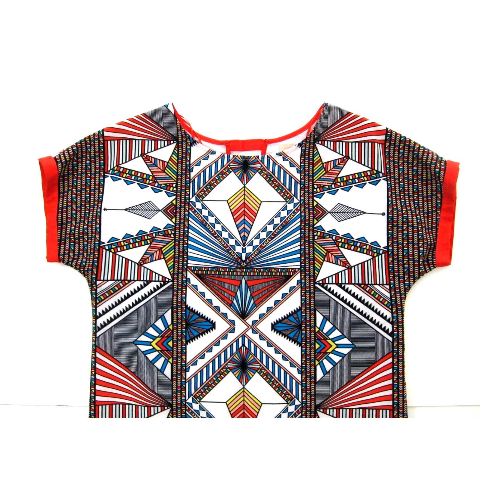 Vintage Gibson Latimer Red Geometric Stretch Midi Shift Dress M Size M / US 6-8 / IT 42-44 - 3 Thumbnail