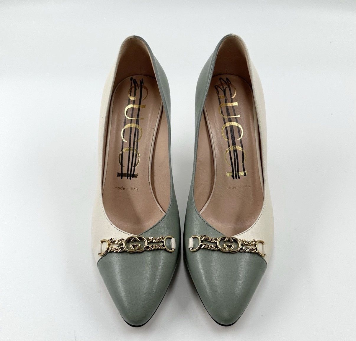 Gucci Gucci/Chain Double G Color Block Heels K12 Size US 7 / IT 37 - 2 Thumbnail