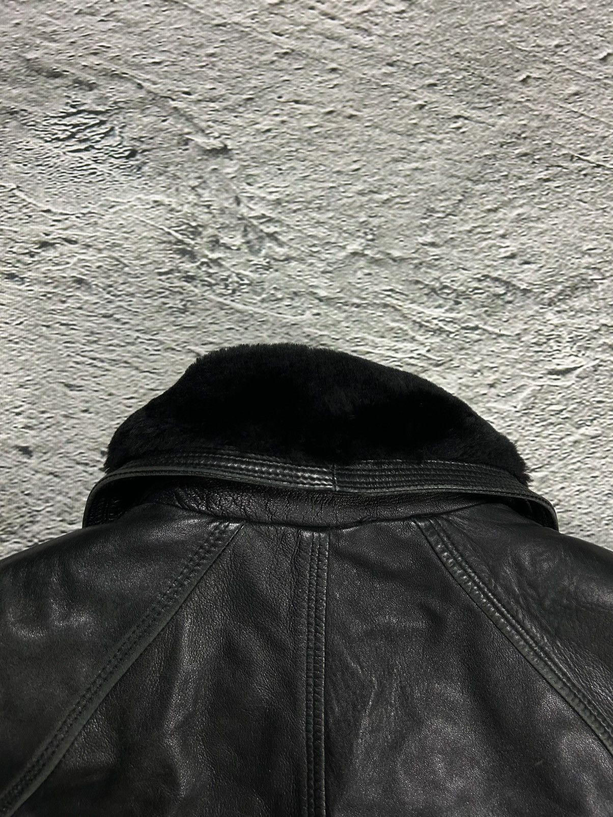 Versace Versace V2 leather coat jacket sherpa black 90s Size US XL / EU 56 / 4 - 17 Thumbnail