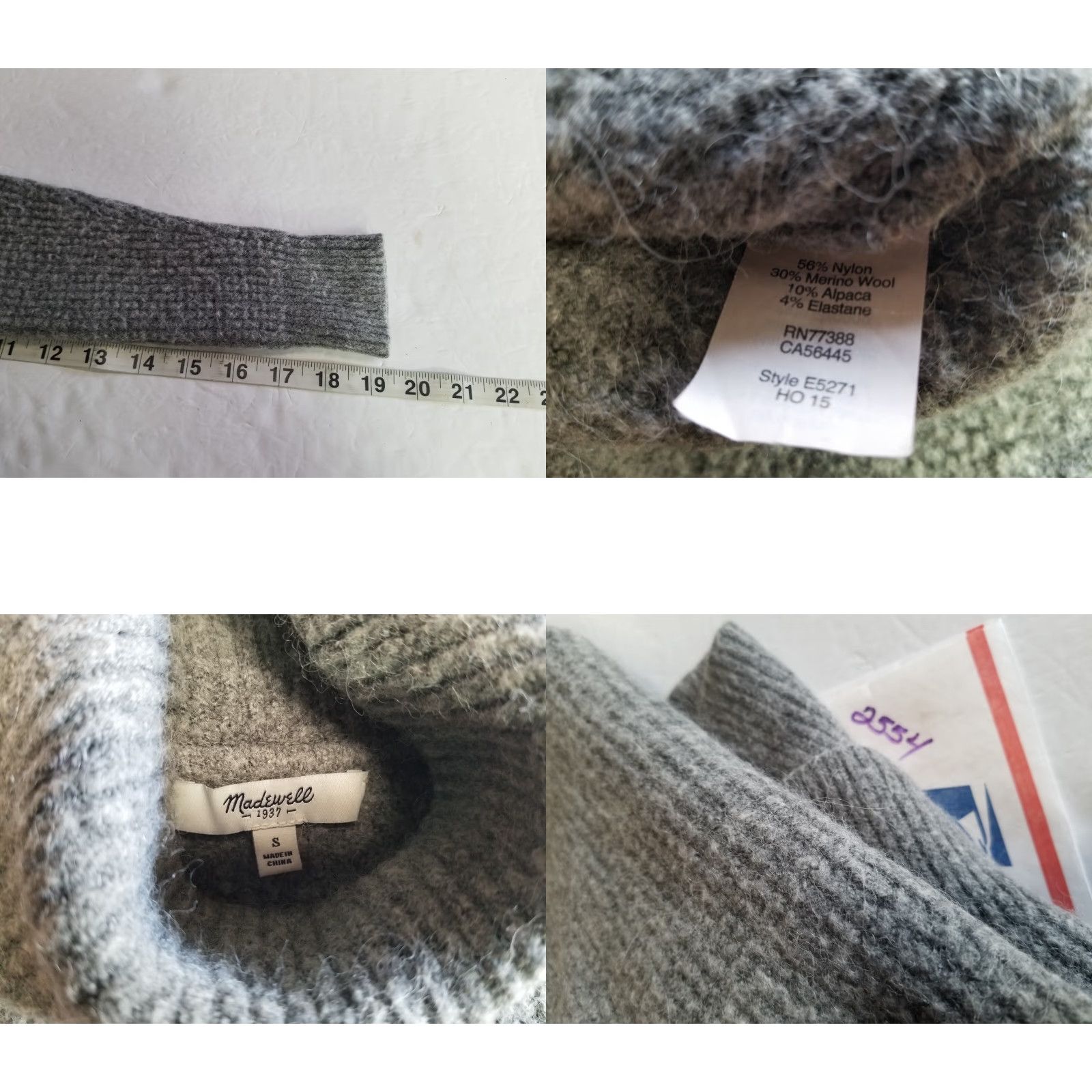 Madewell Madewell Sweater Womens S Gray Knit Mock Neck Merino Wool Blend Pullover Long Sleeve Casual Fall Winter Womens Size S / US 4 / IT 40 - 8 Thumbnail