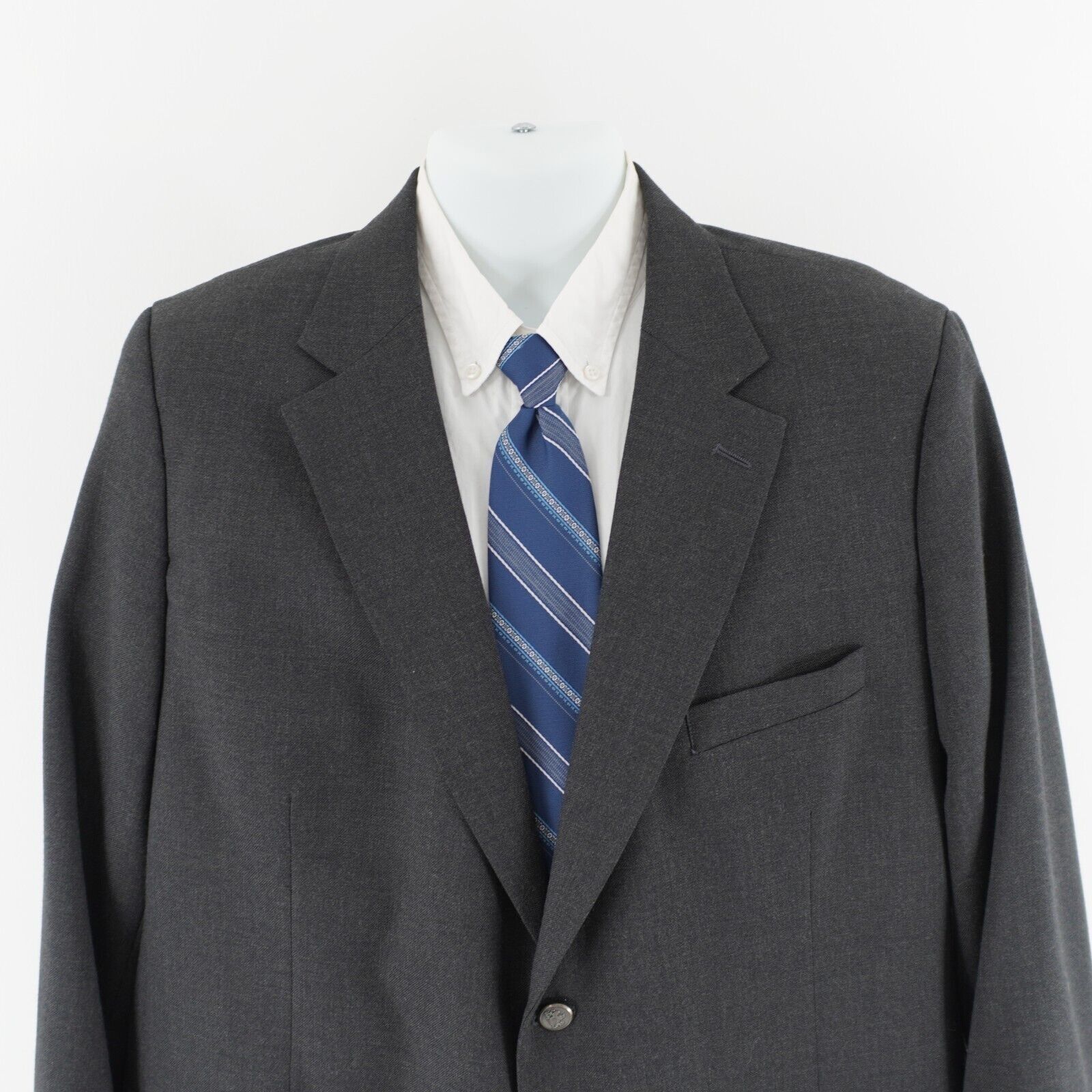 Stafford Gray Worsted Wool Polyester 2 Silver Button Blazer