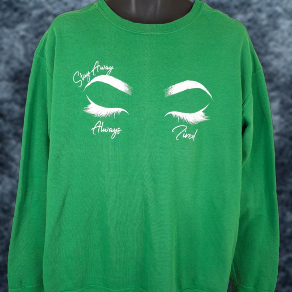Comfort Colors Comfort Colors Sweatshirt Womens Size Large Green Brows Lashes Stay Away Always Tired OVERSIZED Size L / US 10 / IT 46 - 1 Thumbnail