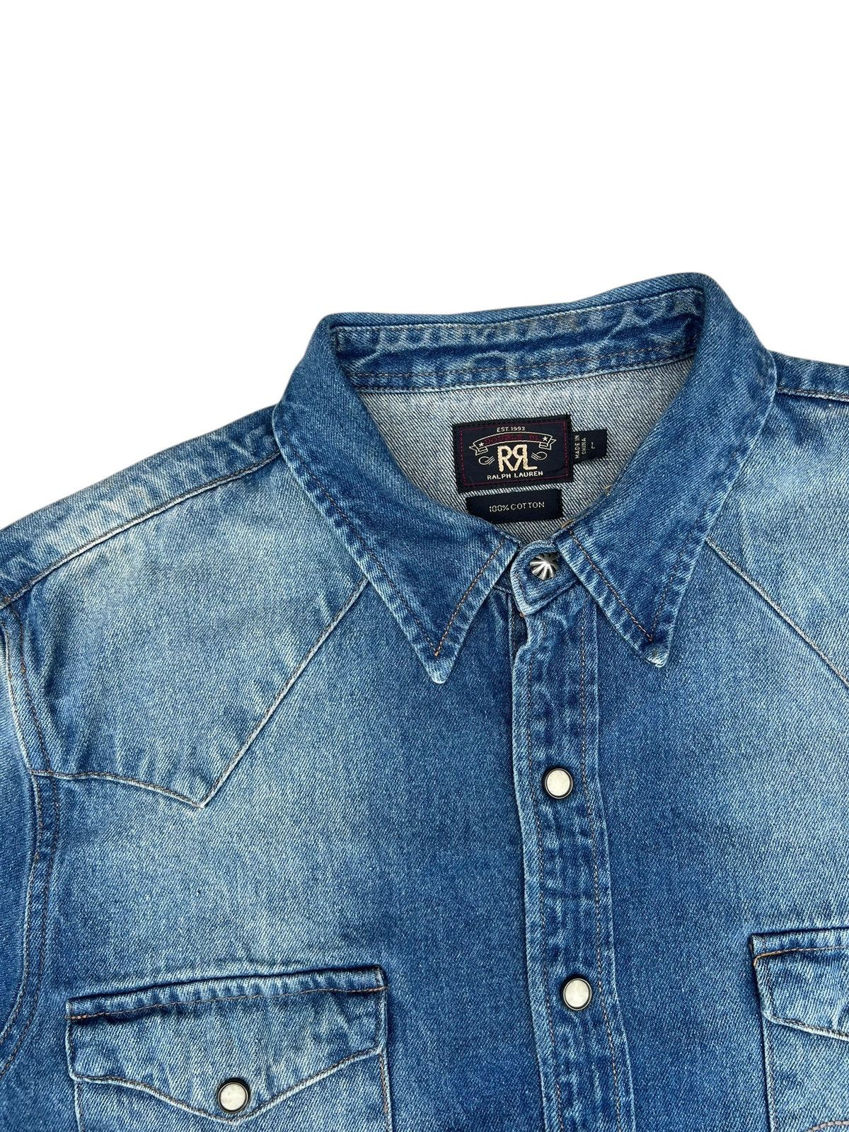 RRL Ralph Lauren RRL Mud Denim Western Shirt Size US L / EU 52-54 / 3 - 6 Thumbnail