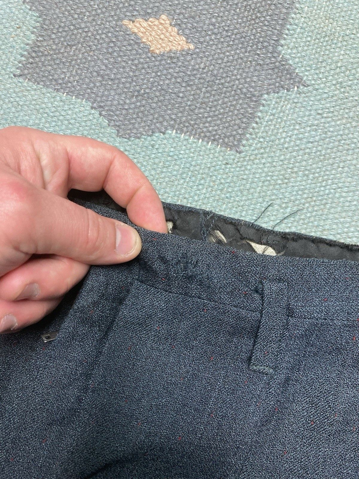 Vintage 1950s drop loop pants rayon wool? fleck rockabilly 30x28 Size US 30 / EU 46 - 9 Thumbnail