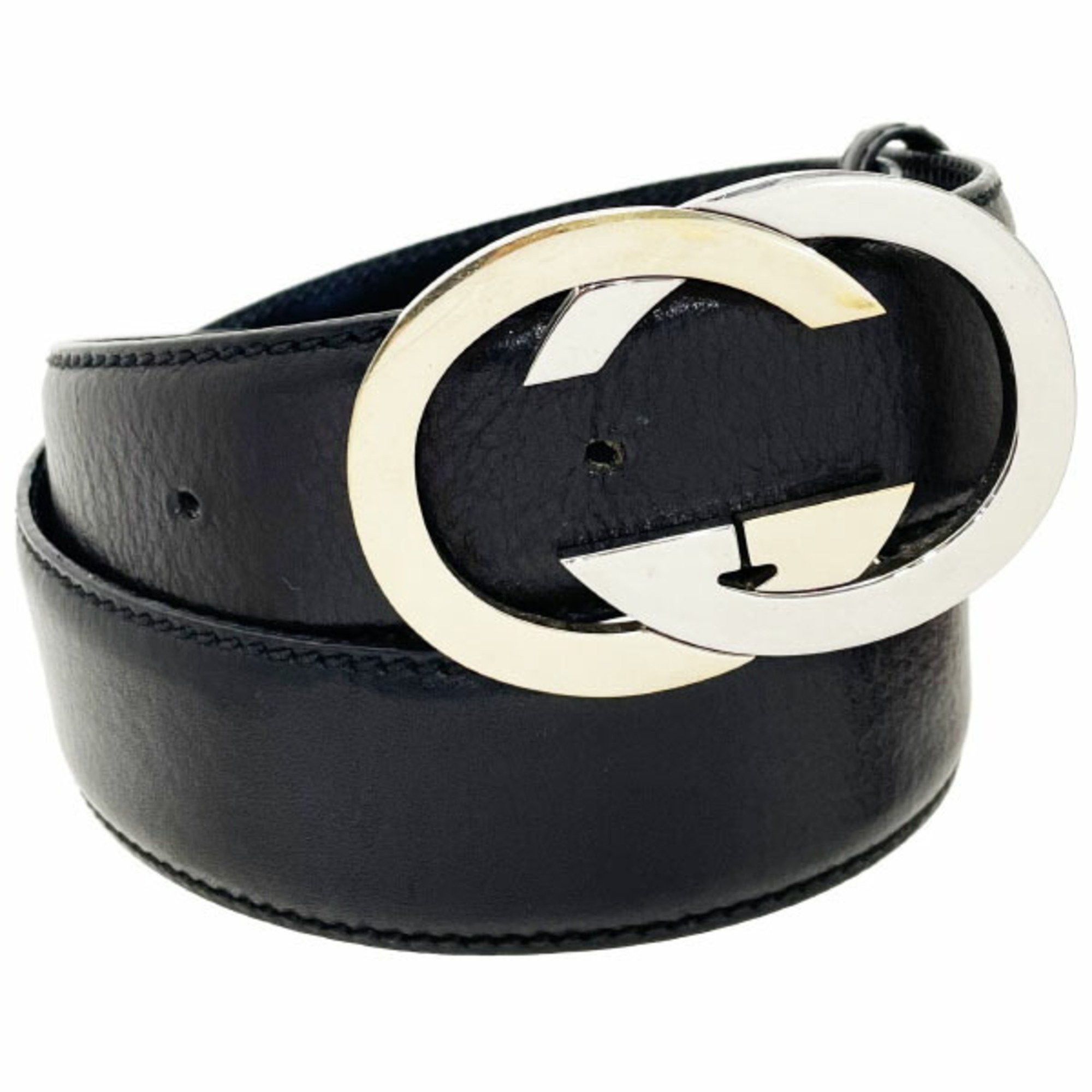 Gucci Gucci Belt Interlocking G Men's Leather Black Size 80cm 132211 GUCCI GG Mark ASK-13872 Size ONE SIZE - 1 Thumbnail