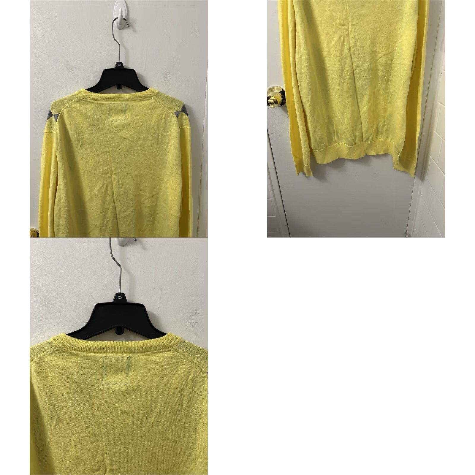 Express VINTAGE Express V Neck Sweater Mens L Yellow Diamond Print Pullover Sweatshirt L/S Size US L / EU 52-54 / 3 - 8 Thumbnail