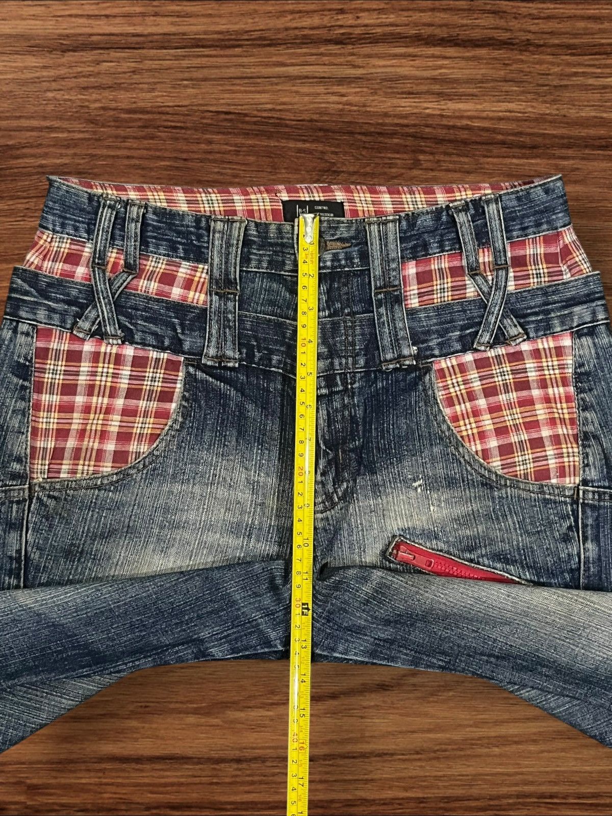 Japanese Brand Vintage Japanese Brand Double Waist Plaid Pocket Jeans Size US 31 - 14 Thumbnail
