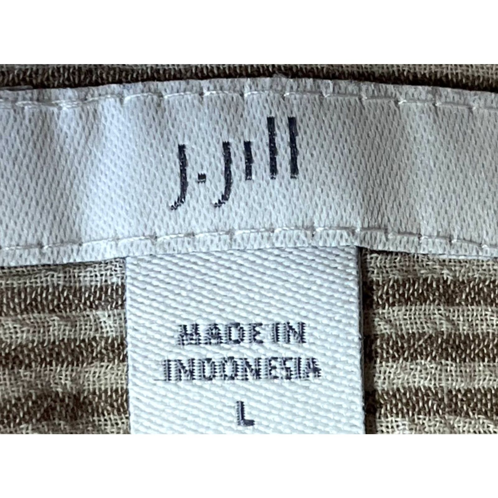 J. Jill J. Jill Blouse Women L Roll Tab Sleeve Lightweight Cotton Beige Stripe Shirt Top Casual Workwear Size L / US 10 / IT 46 - 6 Thumbnail