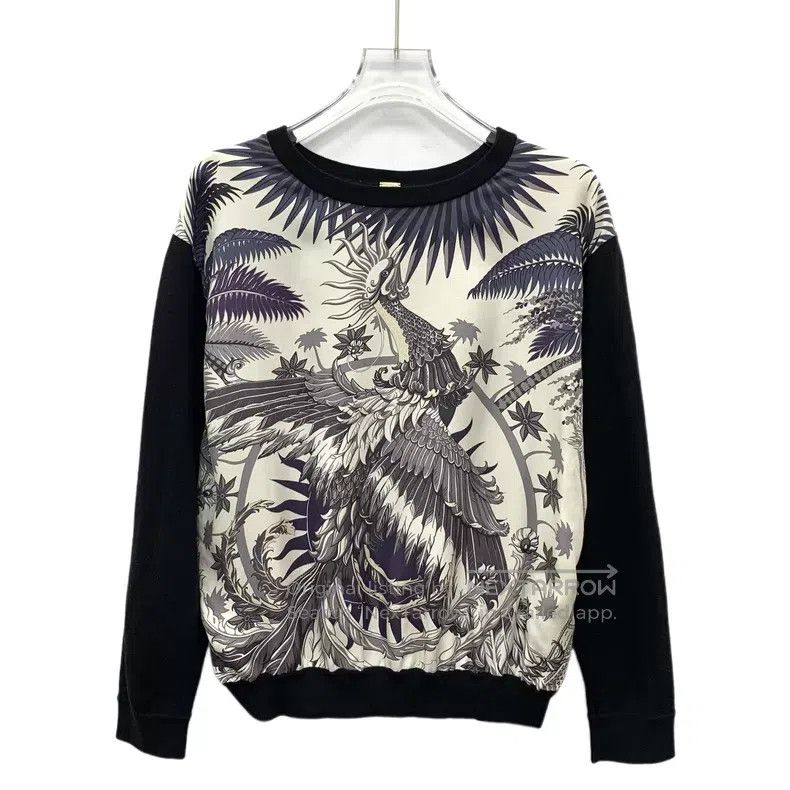 Hermes Hermes Black Real Silk Phoenix Pattern Wool Crewneck Long Size XS / US 0-2 / IT 36-38 - 1 Thumbnail