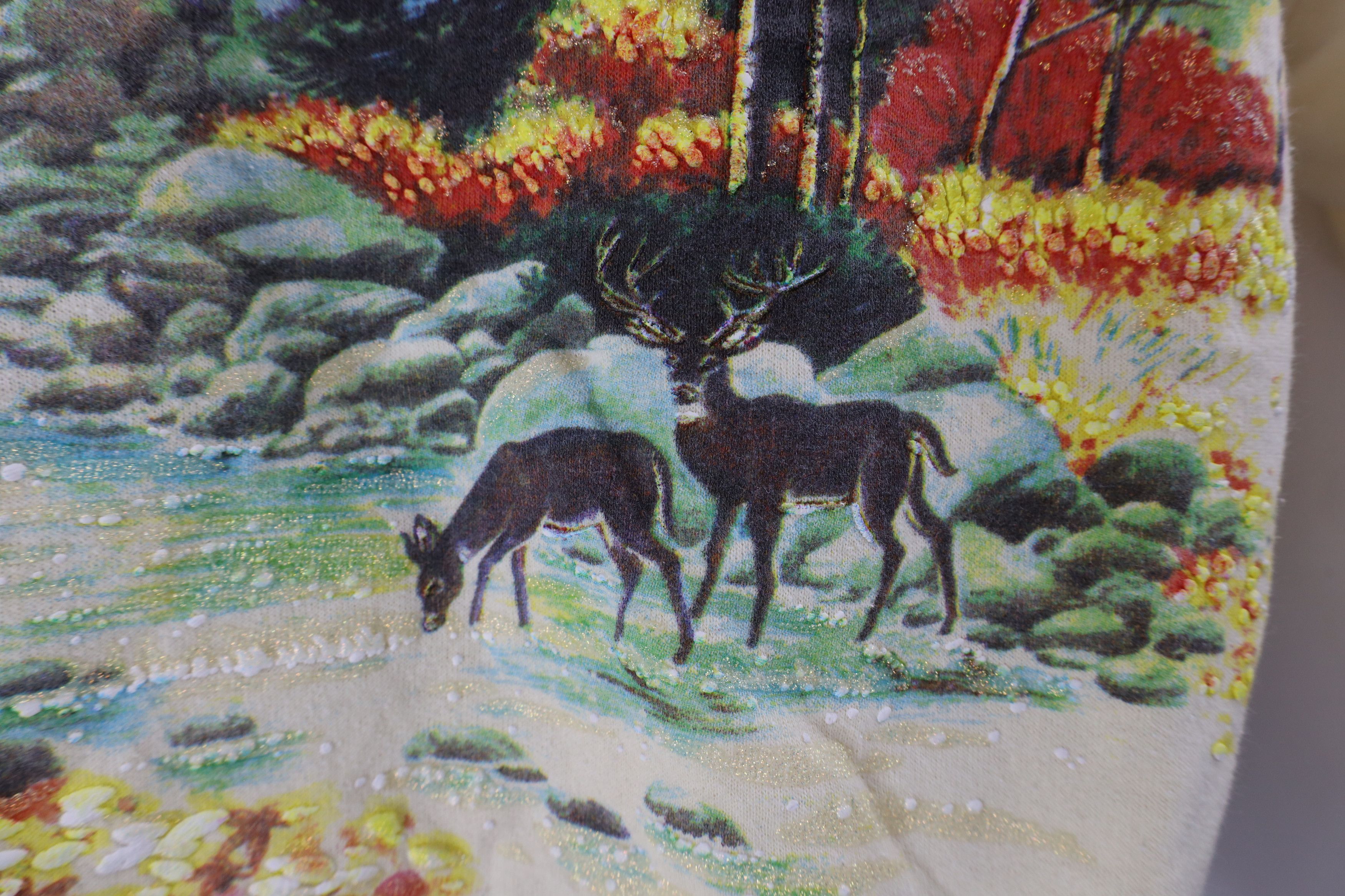 Vintage Vintage 90s Streetwear Print Nature Fall Deer Sweatshirt Size XXL / US 16-18 / IT 52-54 - 6 Thumbnail
