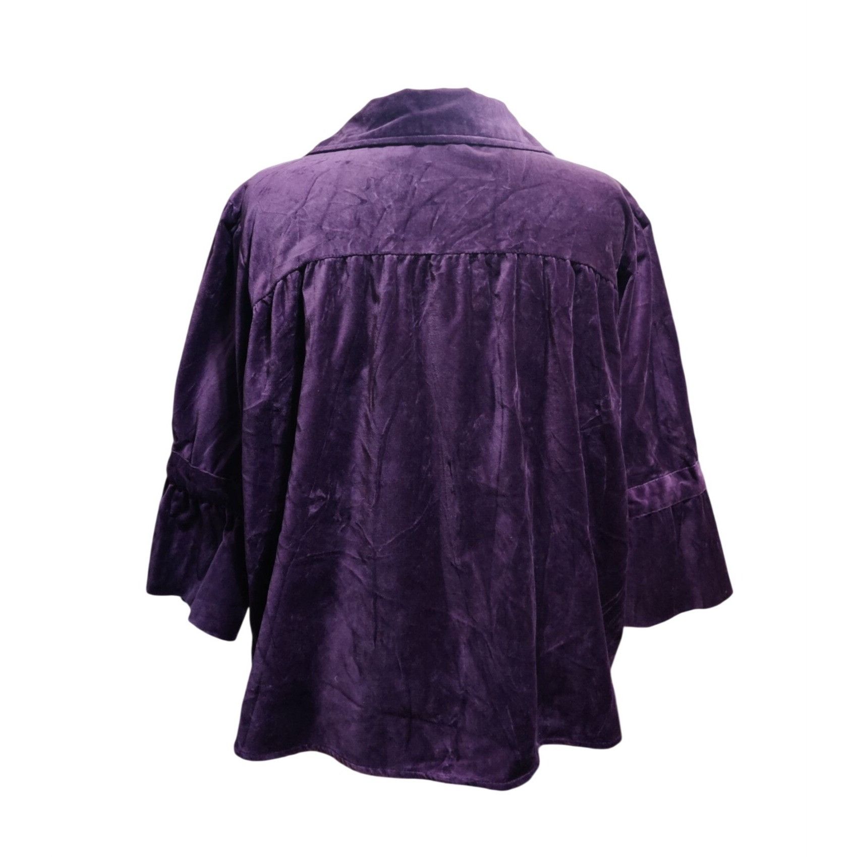 Route 66 Route 66 2X Purple Velour Button Front Plus Size Swing Jacke Size XXL / US 16-18 / IT 52-54 - 3 Thumbnail