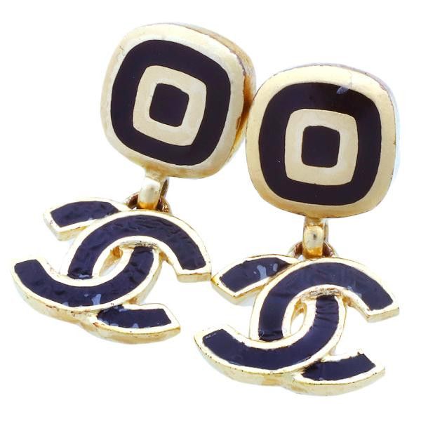 image of Chanel Cc Drop Earrings in Gold, Women's
