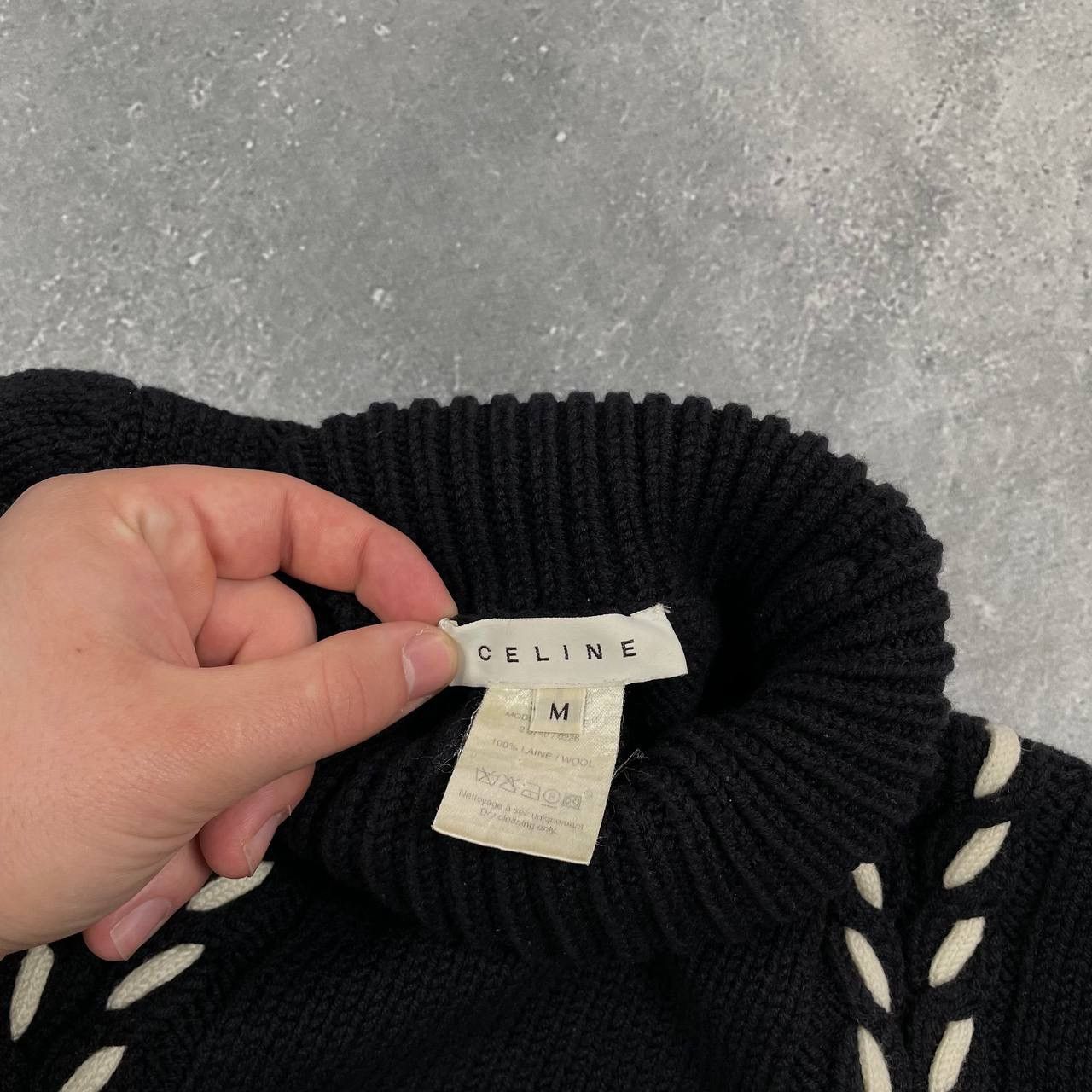 Celine Celine Turtleneck Contrast Cable Knitted Sweater Women’s Size S / US 4 / IT 40 - 11 Thumbnail