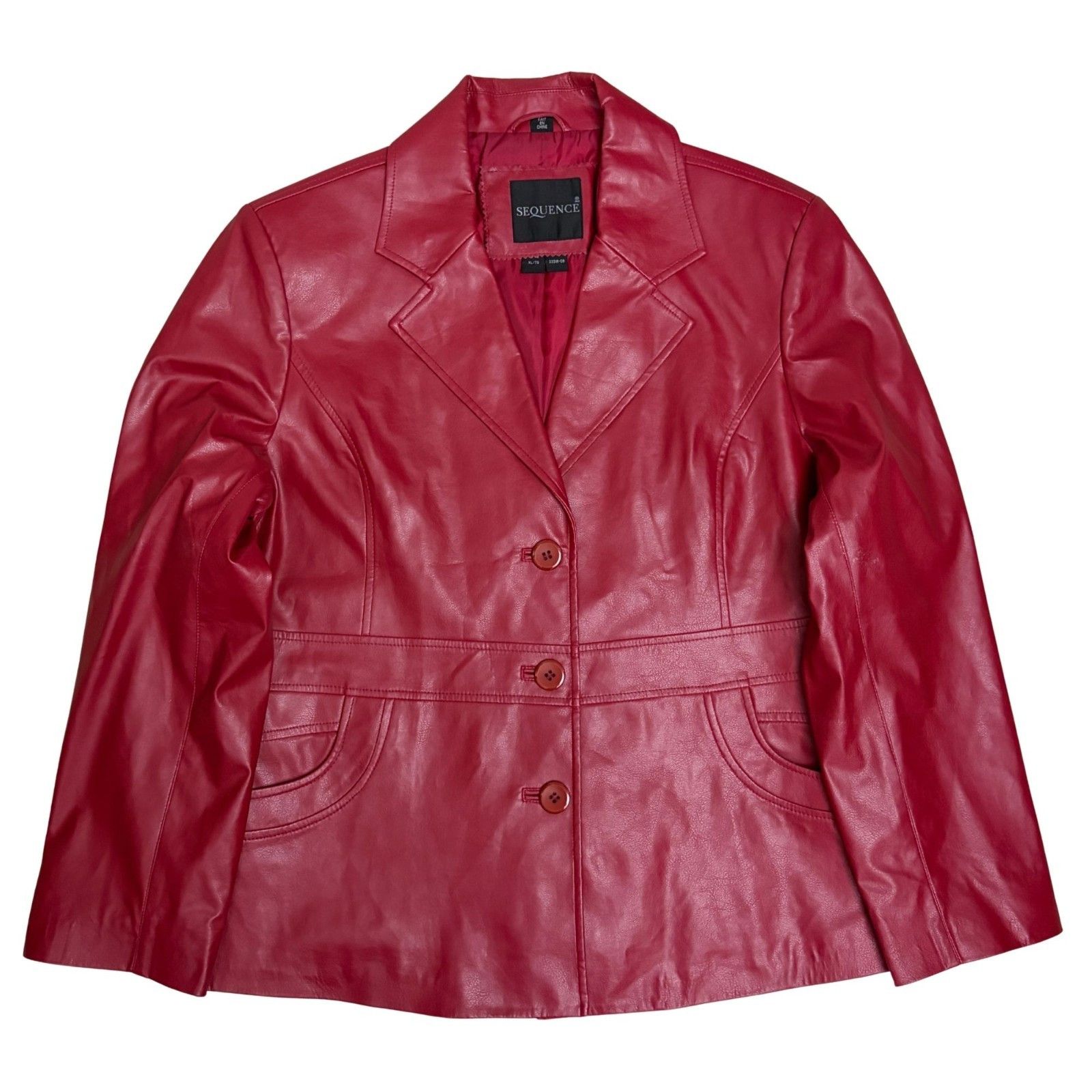 Other SEQUENCE Faux Vegan Leather Red Jacket Business Coat XL Size XL / US 12-14 / IT 48-50 - 1 Thumbnail
