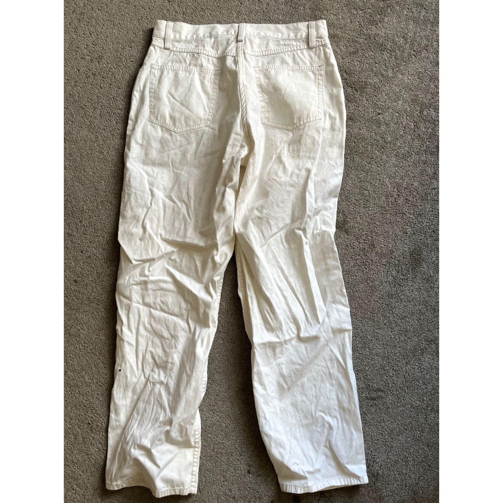Vintage LL Bean Jeans White Denim Stretch Classic Straight 12 Regular Women Pants Cotton Blend Spandex Pocket 33 in Waist Vintage? (No) Size 33" - 3 Thumbnail