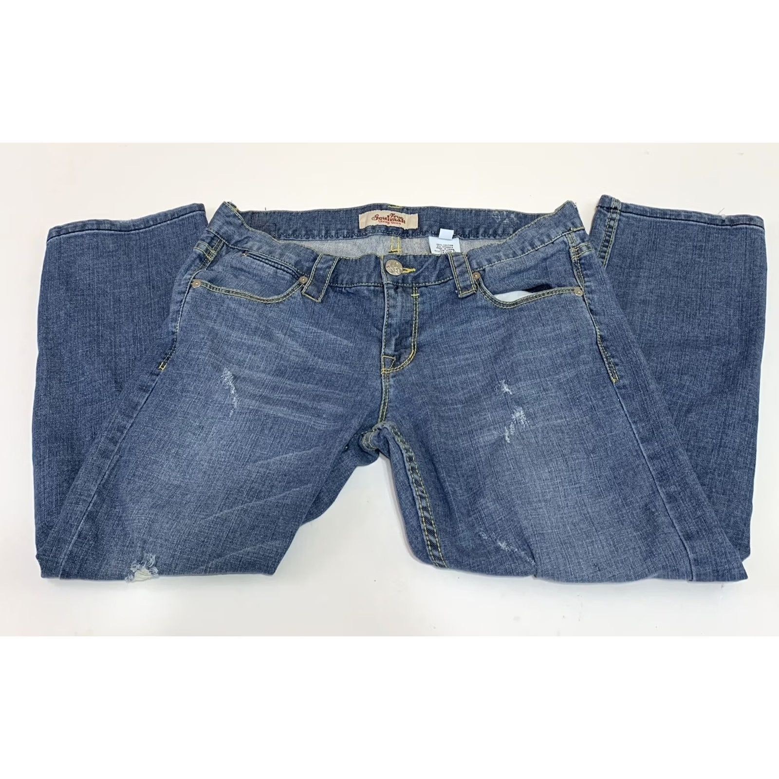 Denime VINTAGE True Soulmate Denim Jeans Women’s Blue 32x23 Size 7 Distressed Straight Leg Cotton Blend Zip Jeans Blue Womens 32x23 Size 28" / US 6 / IT 42 - 2 Thumbnail