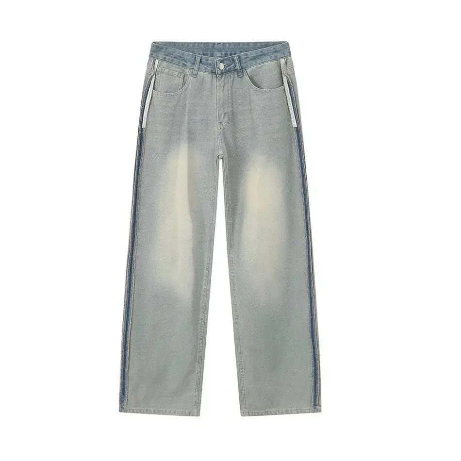 Japanese Brand Retro loose striped casual wide leg jeans Size US 32 / EU 48 - 5 Thumbnail